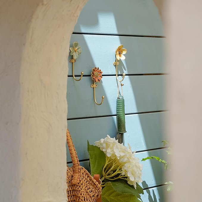 SOFFEE DESIGN Set of 5 Floral Wall Hooks, French Garden Eye-catching Entryway - Image 3