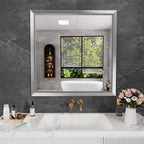 Amorho 36x36 Inch Bathroom Mirror Silver, Thick Metal Framed Wall Mirrors by Amorho