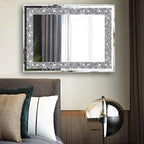 2 Piece Wall Mirrors, Crush Diamond Wall Décor Silver Decorative Mirrors - Image 5