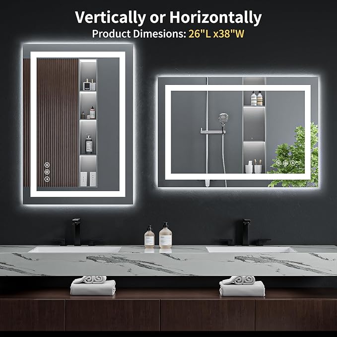 38"x26" LED Bathroom Mirror - Image 9