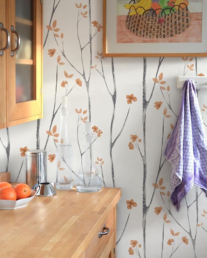 Timeet Peel and Stick Wallpaper Boho Floral Wallpaper Tree ContactPaper - Image 2