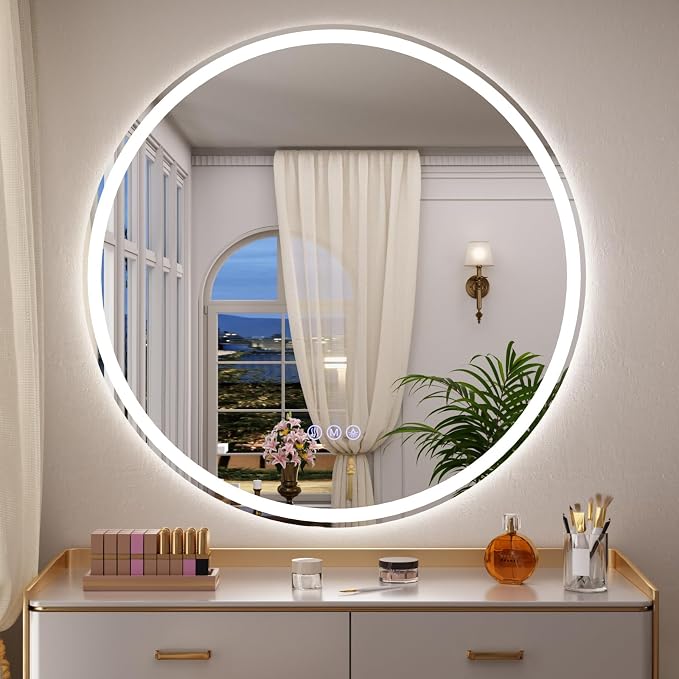BEAUTYPEAK 24x24 LED Round Bathroom Mirror - Image 8