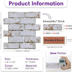 3D Faux Brick Wall Panels Peel and Stick, Small Brick-Look Textured Wall Sticker - Image 3