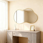 Itrue 20x36 Inch Gold Framed Irregular Tempered Glass Wall Mirror, Asymmetrical - Image 3