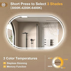 BEAUTYPEAK 40x24 LED Oval Bathroom Mirror - Image 4