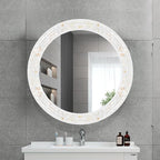 Mosaic Mirrors for Wall 24 Inch, Natural Mother of Pearl Inlay White Framed - Image 6