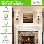 Depuley Battery Operated Wall Sconce: 27" Set of 2 Wireless Wall Lights - Image 2