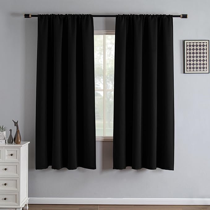 IGEMAEVE Black Blackout Curtains 72 Inch Length 2 Panels Set, Grommet Energy - Image 6