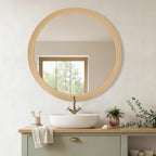 CULER Round Mirrors 36 Inch, Natural Vanity Wall Rustic Natural Mirror - Image 3