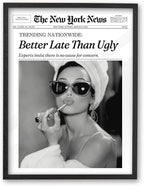 iHery Premium Natural Black OAK Wood 16x20in Audrey Hepburn Trendy Framed Wall by iHery