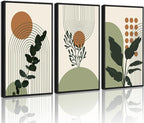 PHOPAGO Boho Plant Wall Art Green Botanical Bohemain Framed Wall Printing by PHOPAGO