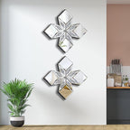 Crushed Diamond Decorative Mirror 2 Pack 16.75x16.75” Diamond Shape Glass Decor - Image 5