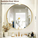 Gold Round Mirror 16 inch, Round Bathroom Mirror, Wall Mirrors - Image 4