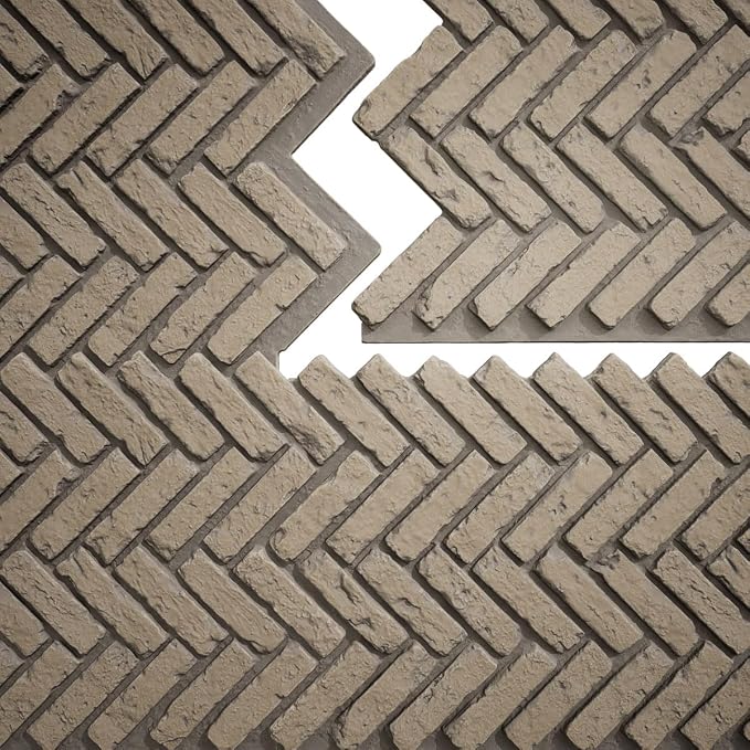 EverStone Herringbone Faux Brick Panel, 46 1/2"W x 25 1/4"H x 1"D, Adobe Color - Image 9