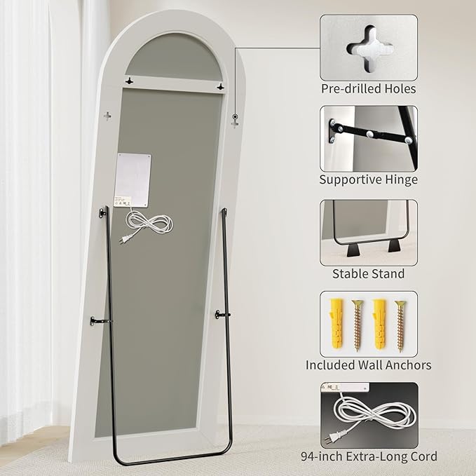 Koonmi LED Full Length Mirror, Lighted Floor Mirrors - Image 6