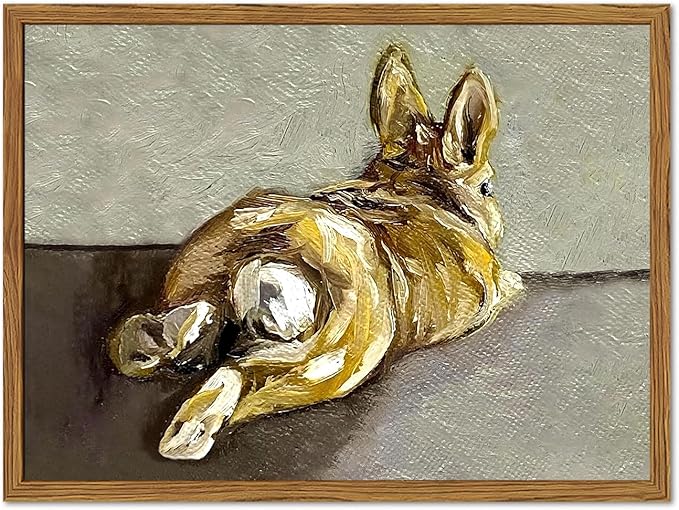 Framed Vintage Easter Bunny Wall Art, Cute Rabbit Pictures Wall Decor, Rustic by Unknown