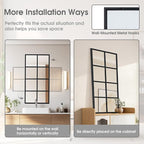 DUMOS Wall Mirror 16" x 32", Rectangle Window Pane Decorative Mirror, Metal - Image 4