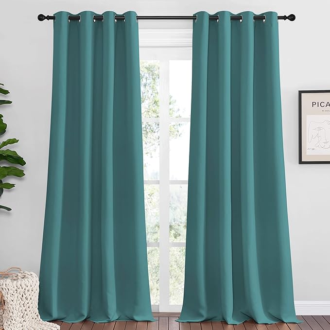 NICETOWN Sea Teal Blackout Curtains 102 inches Length by NICETOWN