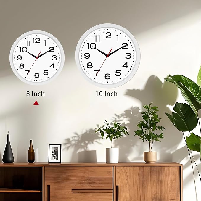 Wall Clock Silent Non-Ticking Modern Clock Battery Operated 8 Inch Small - Image 5