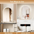 Arched LED Mirror for Bathroom 24"x36", Shatterproof, Touch Sensor, 3 Color - Image 6