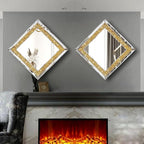 2 Piece Wall Mirrors, Crush Diamond Wall Decor - Image 2