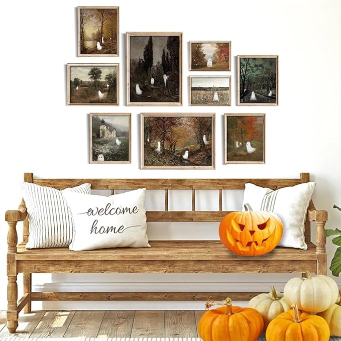 uniro Cute Ghost Decor Halloween Wall Art Prints, Vintage Ghost Pictures - Image 4