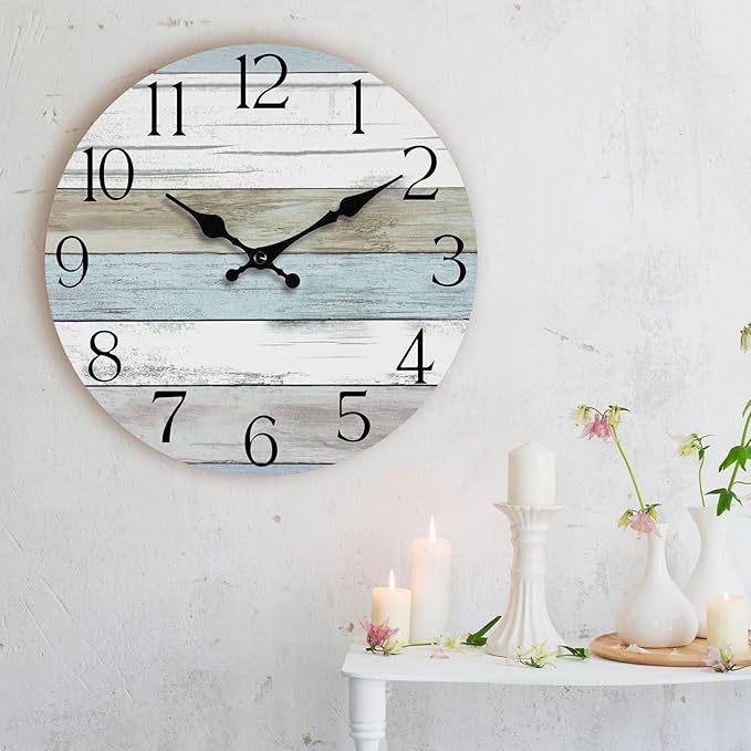 Wall Clock, 12 Inch Wall Clocks Battery Operated Silent Non Ticking, Wooden - Image 6