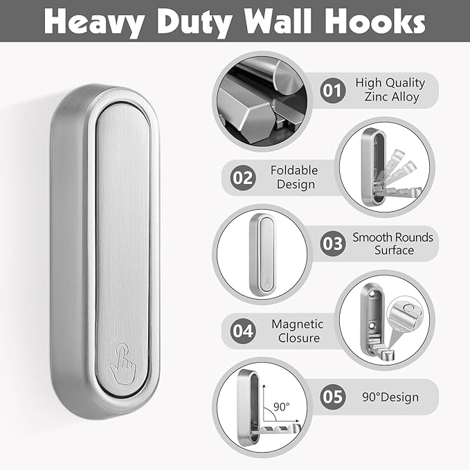 Dntorx Folding Coat Hooks - Image 2