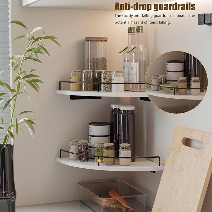 Corner Floating Shelves, Rustic Brown Wood, Wall Mount Storage - Image 3