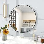 BEAUTYPEAK 30 Inch Round Mirror, Metal Frame Circle Mirror, Wall Mounted - Image 6