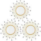 3 Pack Metal Mirrors for Wall Sunburst Wall Mirrors Home Décor Decorative by Uaussi