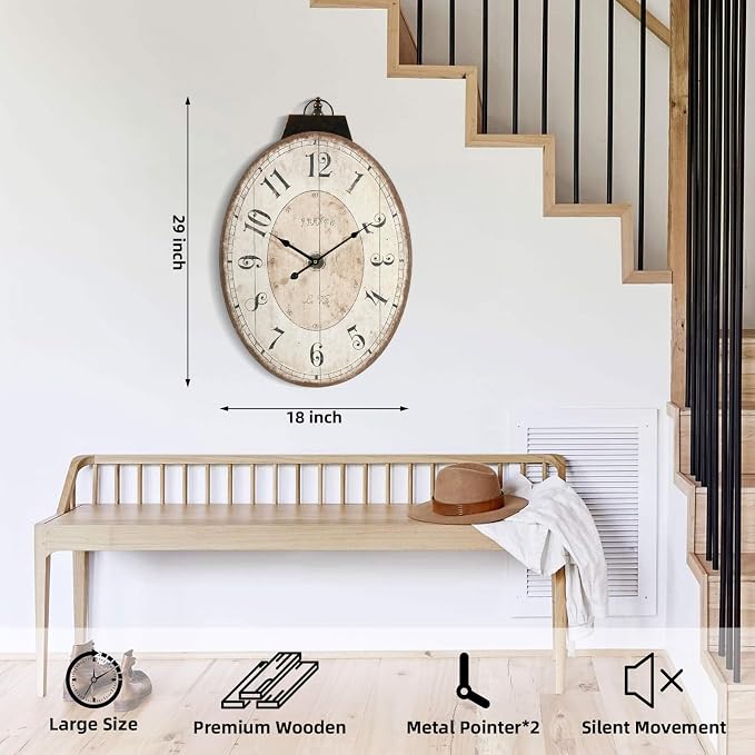 24" H x 18" W Large French Country Oval Wall Clock - Image 2