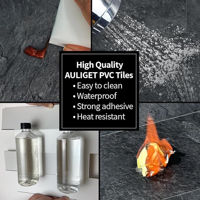 AULIGET 2-Piece Black Slate Peel and Stick Backsplash Wall Tiles, Laundry Room - Image 7