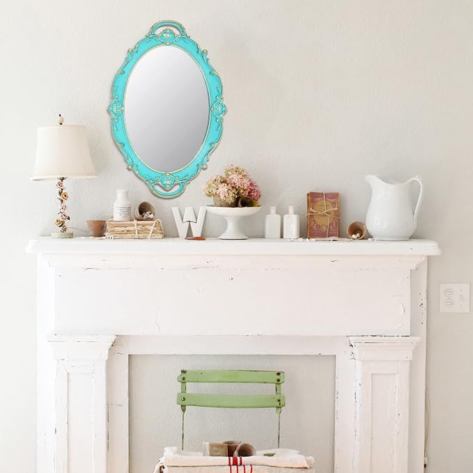 Eaoundm 14.5 x 10 inchs Oval Antique Decorative Wall Mirror Vintage Hanging - Image 2