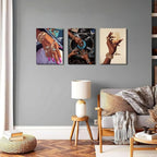 YFvrPt Black Woman Wall Art Set of 3, Trendy African American Women Wall Decor - Image 8