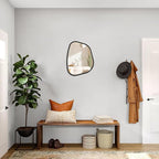 Black Asymmetrical Mirror Irregular Oval Wall Mirror Modern Wood Frame Unique - Image 5