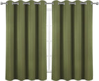 LEMOMO Olive Green Thermal Blackout Curtains/52 x 54 Inch/Set of 2 Panels Room - Image 2