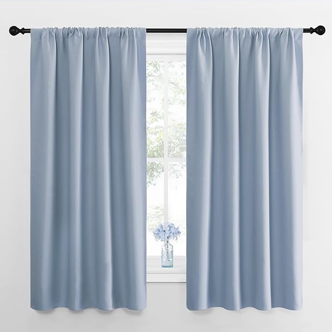 NICETOWN Blackout Curtains for Bedroom, Vintage Blue, 1 Pair, 42 by 45-inch by NICETOWN