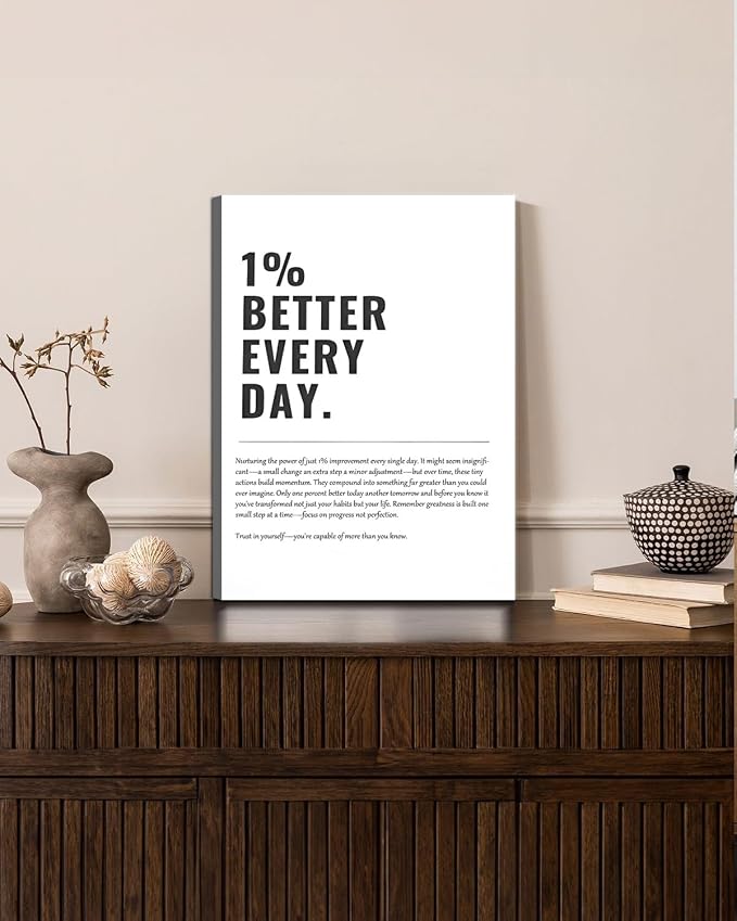 1% Better Every Day Framed Canvas Wall Art Modern Quote Decor 12x16in canvas - Image 4