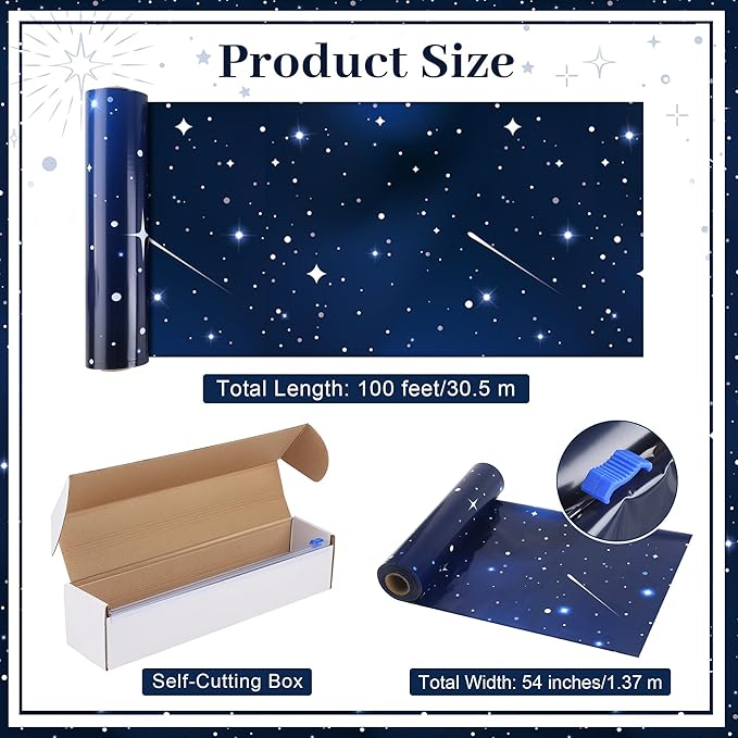 Kochorie 100 Ft X 54 Inch Space Galaxy Tablecloth Roll - Image 2