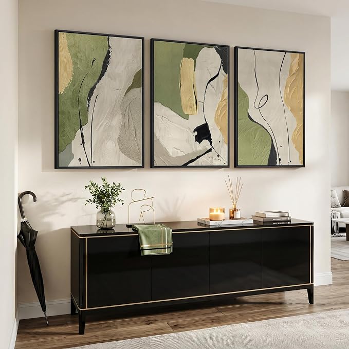 Large Framed Abstract Wall Art for Living Room, 3 Piece Modern Canvas Prints - Image 5