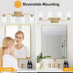 4 Light Bathroom Vanity Light Fixtures, Brushed Brass Modern Wall Lights - Image 7
