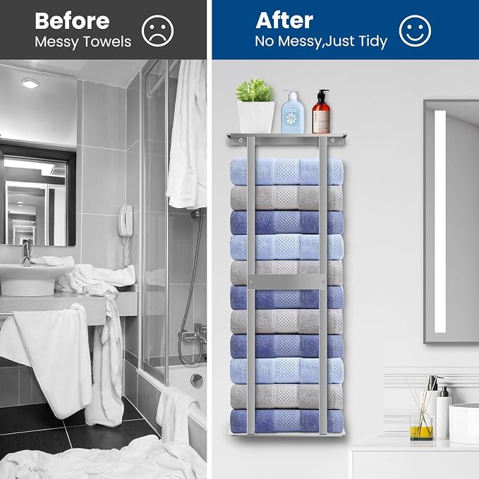 Bathroom Towel Storage Rack, Wall Mounted Bathroom Towel Rack, 30 inch Heavy - Image 5