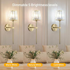 Crystal Battery Operated Wall Sconces Set of 2, Brass Rechargeable Wireless - Image 7