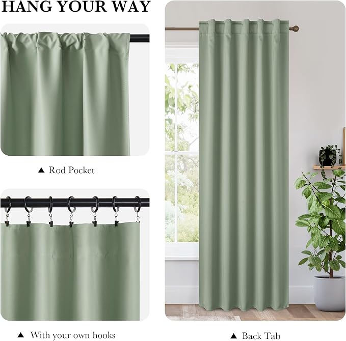 RYB HOME Bedroom Blackout Curtains 80 inches Long, 100% Blackout Thermal - Image 2