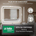 USHOWER LED Bathroom Mirror 48x32 Inch Tempered Glass - Image 7