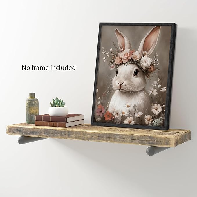 WIARTSH Vintage Easter Bunny Wall Art Poster, Cottage Farmhouse Animal Artwork - Image 2