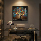 Framed Square Tree of Life Wall Art, Modern Contemporary Tree Painting Prints - Image 2