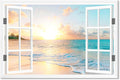 Goldfoilart Ocean Beach Sunset Canvas Wall Art by Goldfoilart