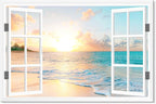 Goldfoilart Ocean Beach Sunset Canvas Wall Art by Goldfoilart